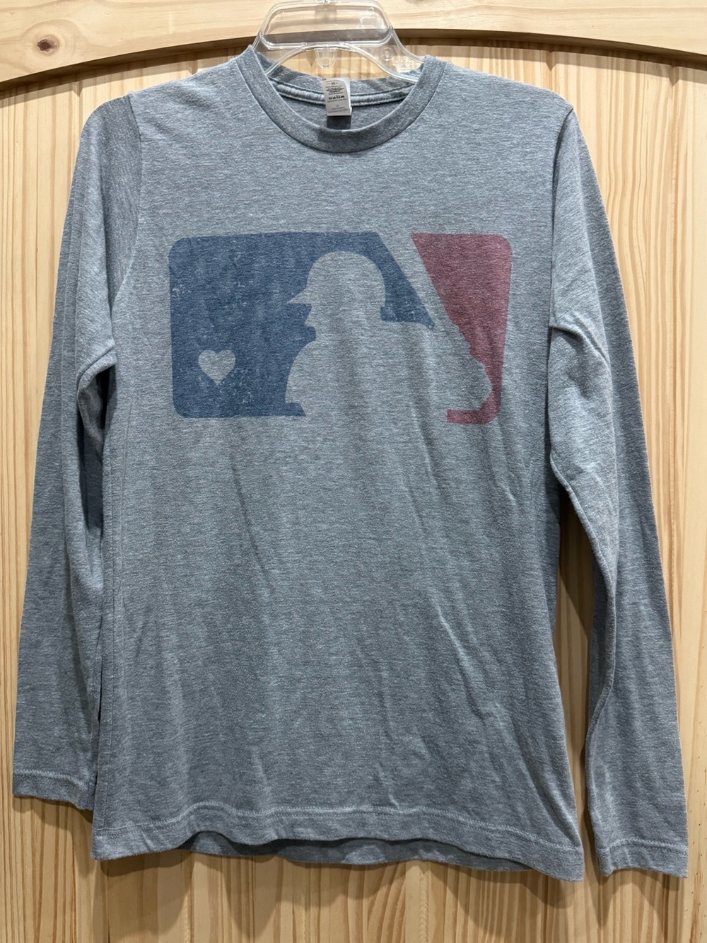 MLB Gray Long Sleeve Baseball Logo Tee - Women's - Size Small